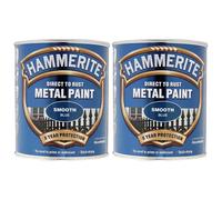 2X Hammerite Smooth Blue Paint 750ml Direct to Rust Metal Paints