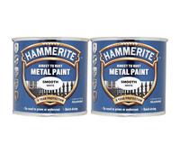 2X Hammerite Smooth White Direct to Rust Metal Paint 250ml