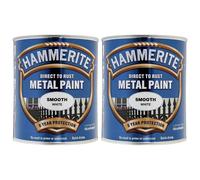 2X Hammerite Smooth White Paint 750ml Direct to Rust Metal Paints