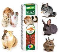 2x Hamster Rabbits Guinea Pig Chinchilla Sticks with Carrots Flavour Rodents Pet Rat Gerbil Degu Small Animal Food with Hooks Pack of Two Seed Treats Indoor and Outdoor Snacks
