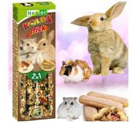 2x Hamster Rabbits Two Sticks Food BISCUITS + NUTS Flavor Seed Treats 115g Guinea Pig Rat Mouse Gerbil Rodents Animal Pet Vegetable Fruit 2 in 1 Foods Degu Snacks