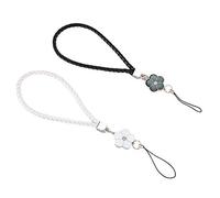 2x Hand Wrist Strap Flower String Lanyard for Cell Phone, USB Flash Drive, Mp3, Mp4(Black and White)