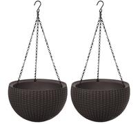 Hanging Round Planter Bowl Flower Pot 35cm Keter Sphere Brown Garden Outdoor UK