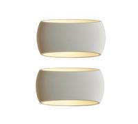 HARPER LIVING 2 Pack Wall Wash Lights, Large Indoor Plaster Wall Uplighters with White Ceramic Shade, 40W E27 ES, for Bedroom, Living Room, Hallway