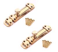 2X Heavy Duty 4"/100mm Solid Brass Slide Door Bolts - Dead Lock Security Catches/Latches