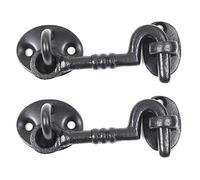 2X Heavy Duty 75mm/3" Black Cabin Hooks & Eyes Catches