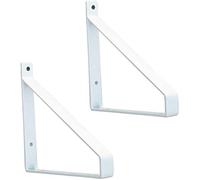2X Heavy Duty Floating Shelf Brackets, Wall Mounted Metal Corner Supports for Home, Kitchen, Bathroom, Living Room, DIY Shelf Installation, 25cm White