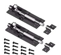 2X Heavy Duty Large Garden Gate Shed Sliding Door 6"Tower Bolt Black Latch Catch