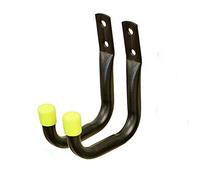 2X Heavy Duty Long Medium Small Storage Hooks Garage Tool Bike Ladder Wall Mounted Brackets - 30kg Load Capacity Each (8.5cm), Black