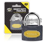 2X Heavy Duty Padlocks with Keys, 40mm Outdoor Lock with 2 Matching Key Set, Hardened Steel Shackle for Anti-Cutting & Sawing, Weatherproof Security