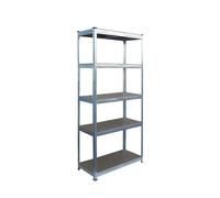 2x Heavy-duty shelving, 5 shelves, 875kg, galvanised, 30x75x150cm