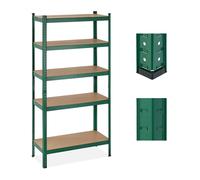 Relaxdays 2 x heavy-duty shelving unit, 5 shelves, HWD 180 x 90 x 40 cm, 875 kg capacity, metal, storage rack for garage, green