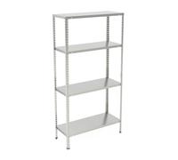 2x heavy-duty shelving units, 4 shelves, workshop, galvanised steel, silver