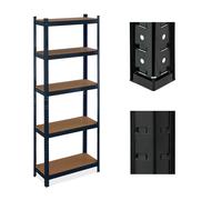2x heavy-duty storage shelf for workshop/garage, 5 shelves, 500 kg, black, set