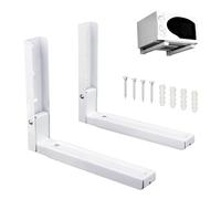 2X Heavy-Duty Wall-Mounted Microwave Brackets Foldable, Adjustable Stainless Steel Shelf for All Microwave Ovens | Space-Saving, 50kg Load Capacity | Rustproof & Ventilated Design (White)