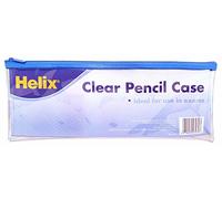 2x Helix Pencil Case PVC Coloured Zip 330x125mm Clear M78040
