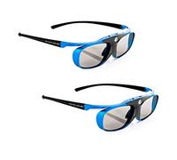 2x Hi-Shock Blue Heaven | DLP Link 3D glasses for 3D DLP projectors from Acer, BenQ, Optoma, LG, [ 96-144 Hz | rechargeable | DLP Link ]