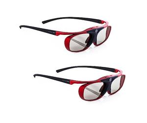 2x Hi-SHOCK BT Pro Scarlet Heaven active 3D glasses for 3D TV from Sony, Samsung & 3D-RF projectors from Sony, Epson | comp. with SSG-3570CR, TDG-BT500A, TY-ER3D5ME / ER3D6ME [120 Hz - rechargeable]