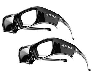 2X Hi-Shock RF Pro Black Diamond | 3D Glasses for Sony, JVC, EPSON RF 3D Projectors | comp. with Sony HW65ES, VW300ES, VW320 TDG-BT500A [120 Hz | RF | Rechargeable | 39g]