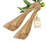 Hofmeister spatula with curved head and typical olive wood grain, handmade by family businesses, 25 cm