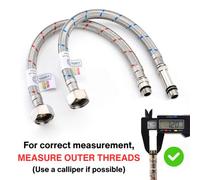 2X Home Range M12 (12mm) X 1/2 Bsp (300mm) Wras Approved Flexible Tap Connector Flexi Pipe Inner Dia 8.5mm (Comes In 7 Lengths)