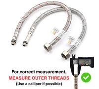 2X Home Range M12 (12mm) X 1/2 Bsp (400mm) Wras Approved Flexible Tap Connector Flexi Pipe Inner Dia 8.5mm (Comes In 7 Lengths)