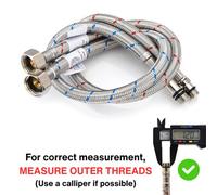 2X Home Range M12 (12mm) X 1/2 Bsp (600mm) Wras Approved Flexible Tap Connector Flexi Pipe Inner Dia 8.5mm (Comes In 7 Lengths)