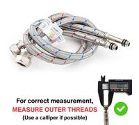 2X Home Range Wras Approved M10 (10mm) X 15mm Compression (500mm Long) Flexible Tap Connector Flexi Pipe Inner Dia 8.5mm (4 Sizes)