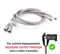 2X Home Range Wras Approved M10 (10mm) X 15mm Compression (900mm Long) Flexible Tap Connector Flexi Pipe Inner Dia 8.5mm (4 Sizes)