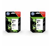 2x HP 304 Black & Colour Ink Cartridge Combo Packs For DeskJet 3733 Printer