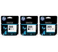 2x HP Original 305 Black & 1x Colour Ink Cartridge For DeskJet 2720e Printer