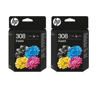 2x HP 308 black & Colour Ink Cartridge Combo Pack For HP Envy 6122e 6532e 6520e 6132e 6530e 6120e 6110e 6558e 6110e 6130e All-in-One Printers