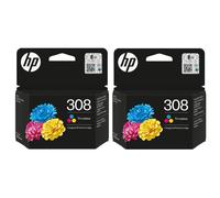 2x Genuine Original HP 308 Colour Ink Cartridges for HP Envy 6558e Printer
