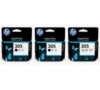 2x HP Original 305 Black & 1x Colour Ink Cartridge For DeskJet 2720e Printer