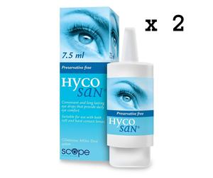 2x Hycosan Original Dry Eye Drops 7.5ml Blue Preservative Free RRP £19.90 TWIN