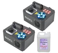 2x Ibiza Light SPRAY-COLOR-1000 Fog Machine 1000W With RGB LEDs inc Fluid