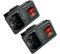 2x IEC C14 Switched Power Socket 10A Snap on Panel Chassis Mount Connector