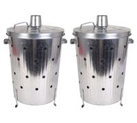 2x Incineration Bin 75l Galvanized Fire Pit Garden Patio Stove