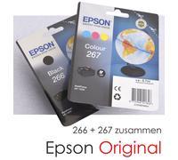 2x Ink Cartridges as Set Black + Color Genuine Epson 266 267 Workforce WF-100