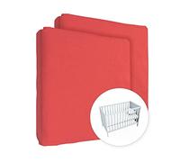 2X Jersey 100% Cotton Fitted Sheet for 100 x 50 cm Baby Mini Cot Mattress (Red)