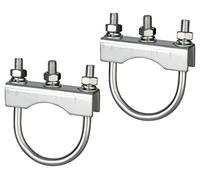2x Jockey Wheel Bracket 70 mm for Car Trailers, Jockey Wheel Clamp for Round Drawbars, Steel Pipe Clamps, Trailer Accessories and Retrofit