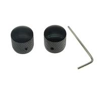 2x KAISH Import Style Black 20mm Bass Knobs with Set Screw P Bass Knob Dome Knobs for Precision P Bass