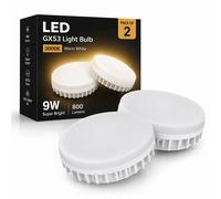 2x Kanlux GX53 LED Light Bulbs 9W Warm White 3000K 720lm Disc Lamp Non Dimmable