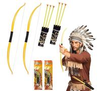 2x Kids Archery Set - 2 Bows & 6 Suction Cup Arrows, Fun Toy for Ages 6+, Ideal for Indians Cowboy Theme Party, Carnival, or Halloween Play - 49cm