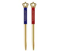 2X King Charles III Coronation Crown Ballpoint Pens Commemorative Memorabilia Souvenirs Black Ballpen Gift Set (By LILAJ)