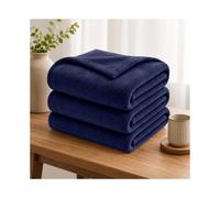 (2X King/ Large, Navy Blue) Budget Friendly Luxury 310GSM Faux Fur Fleece Blankets - Ultra Soft Warm Plush Throws for All Season Use | Pack of 2