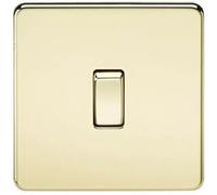 2x Knightsbridge SF2000PB Screwless 10AX 230V 1G 2-Way Switch Polished Brass