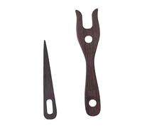 2X Knitting Fork and Eye Needle Kit Wood Lucet Fork Crocheters Deep Brown