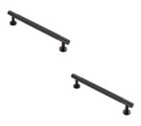 2x Knurled Bar Door Pull Handle 190 x 13mm 160mm Fixing Centres Matt Black