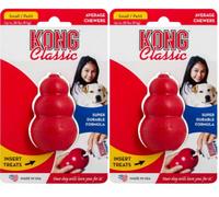 2X KONG Classic Small Stuffable Rubber Dog Toy - Red